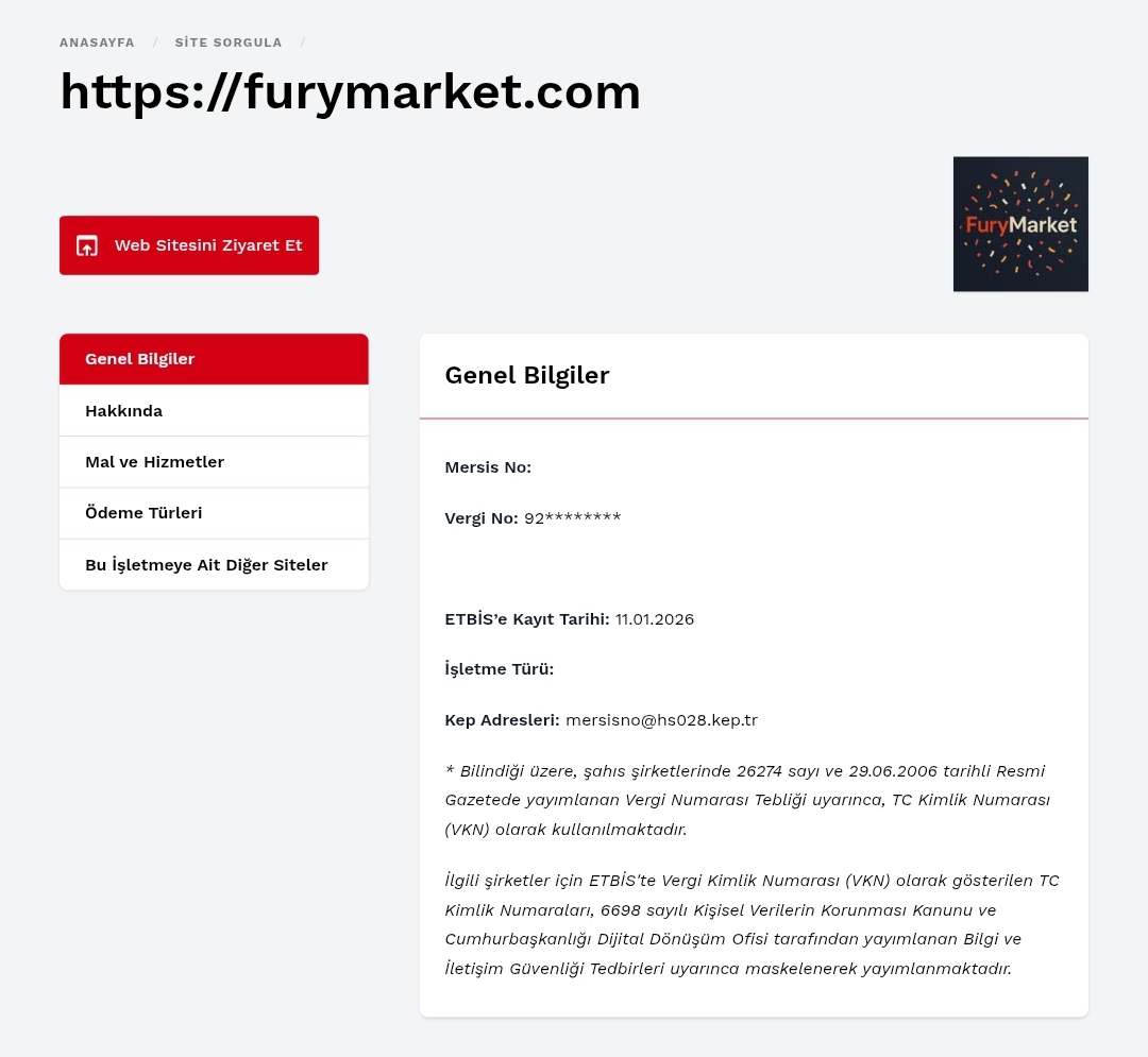 Fury Market , Devlet Tarafından Onaylanan ETBİS Kaydını Aldı.